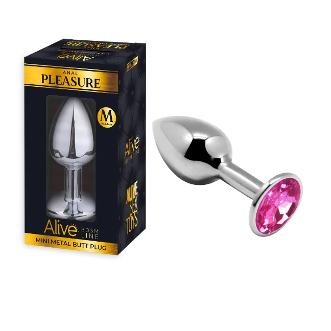 anal toys with smooth tip-MINI METAL BUTT PLUG ANAL PLEASURE PINK M