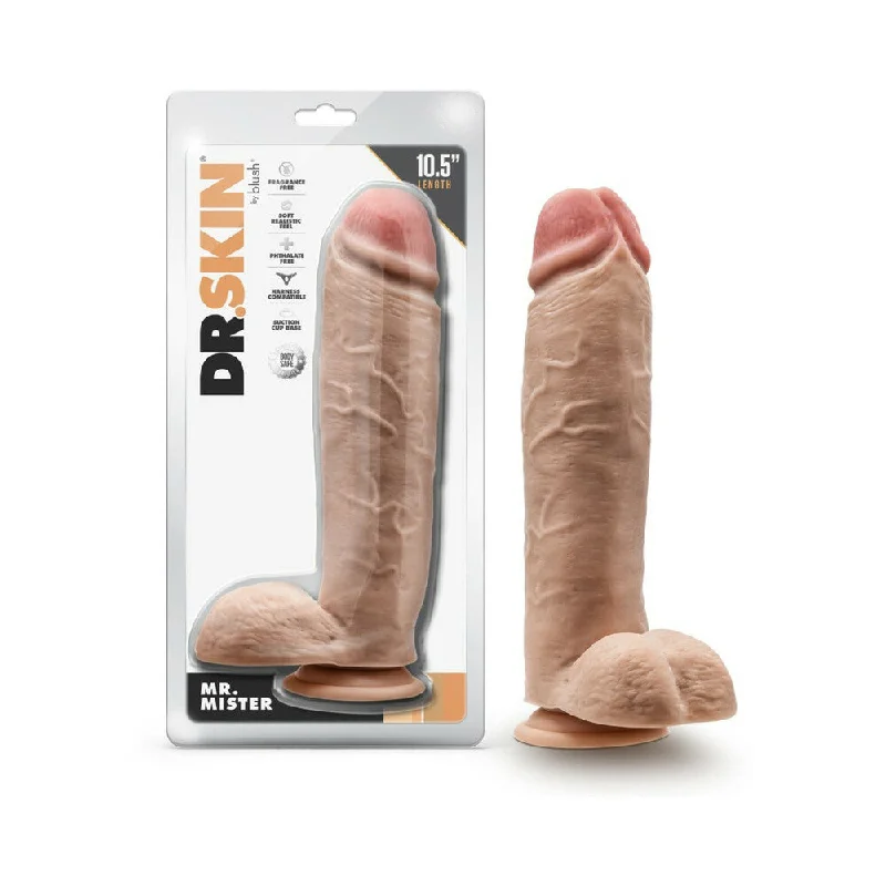 dildo limited editions-Dr. Skin Mr. Mister 10.5 in. Dildo with Balls Beige