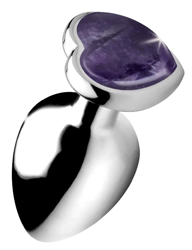 anal toys with quiet shape-Genuine Amethyst Gemstone Heart Anal Plug