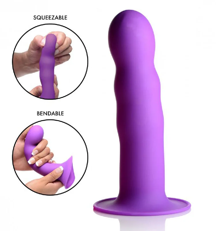 dildo size comparison-Squeeze It Squeezable Wavy Dildo - Purple