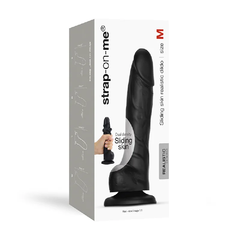 dildo brand rankings-Strap-On-Me Realistic Collection Sliding Skin Dual-Density Silicone Dildo Black M