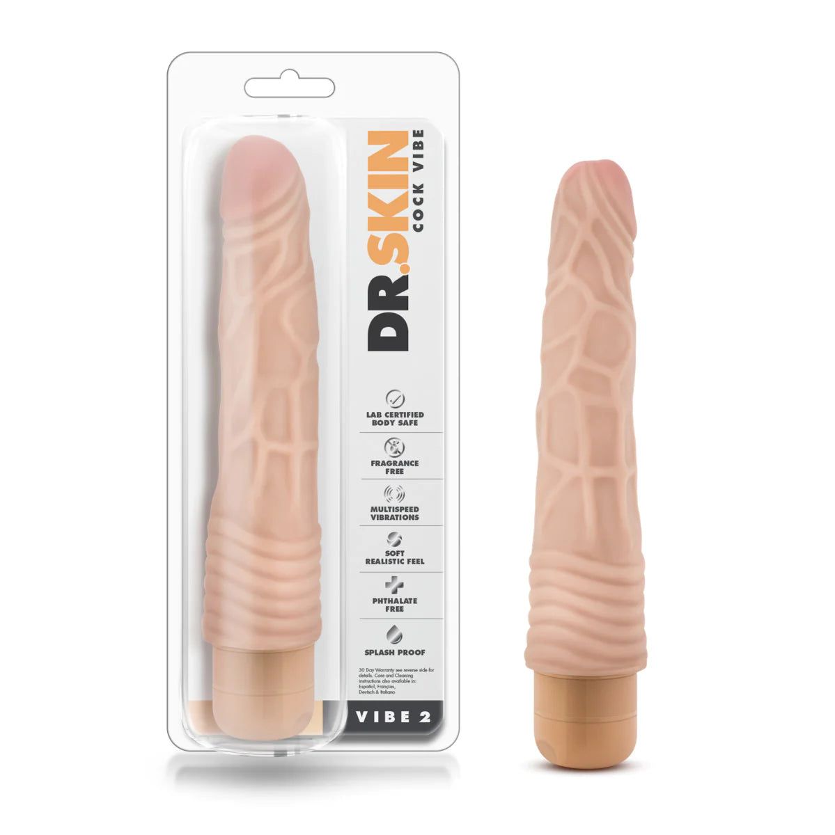 dildo beginner deals-Dr. Skin Cock Vibe 2 Realistic Beige 9-Inch Long Vibrating Dildo