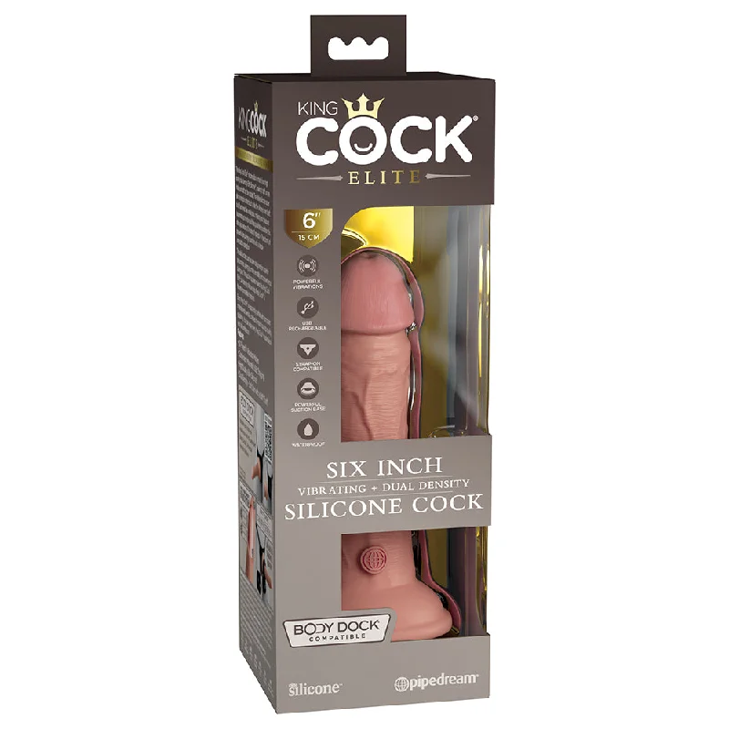 dildo innovative guide-King Cock Elite 6 in. Vibrating Realistic Dildo With Suction Cup Beige