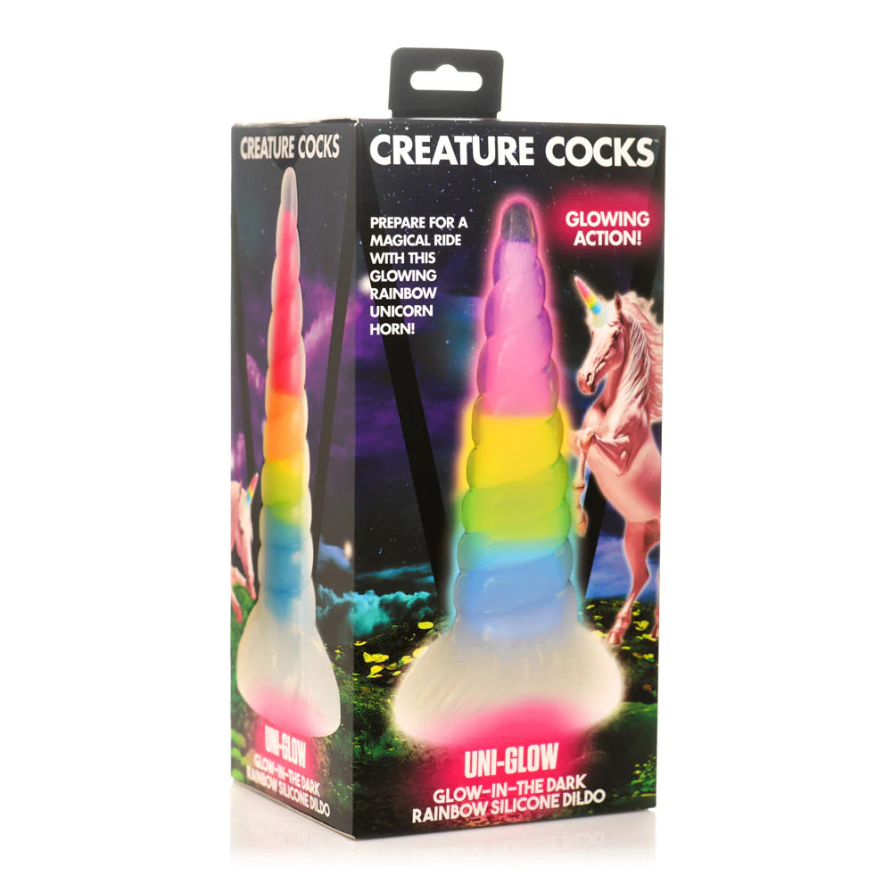 dildo brand offers-Creature Cocks ''Uni-Glow'' Glow-In-Dark Rainbow Dildo