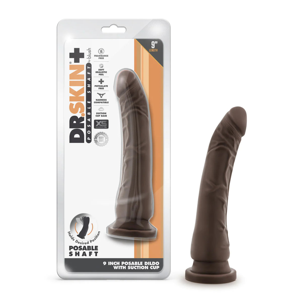 dildo collector offers-Dr. Skin Plus Realistic Chocolate 9-Inch Long Dildo