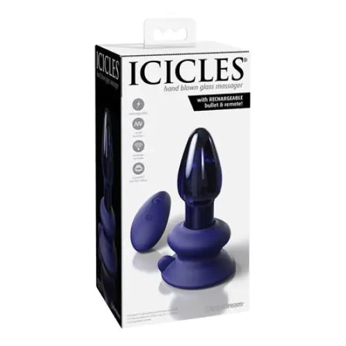 anal toys for safe vibes-Pipedream Icicles No. 85 Rechargeable Remote-Controlled Vibrating Anal Plug With Suction Cup Blue