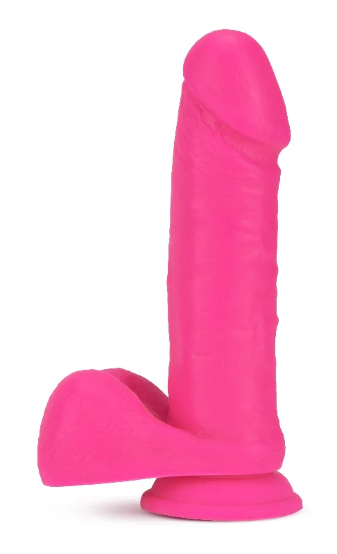 dildo size tips-Neo - 8 Inch Dual Density Dildo - Neon Pink