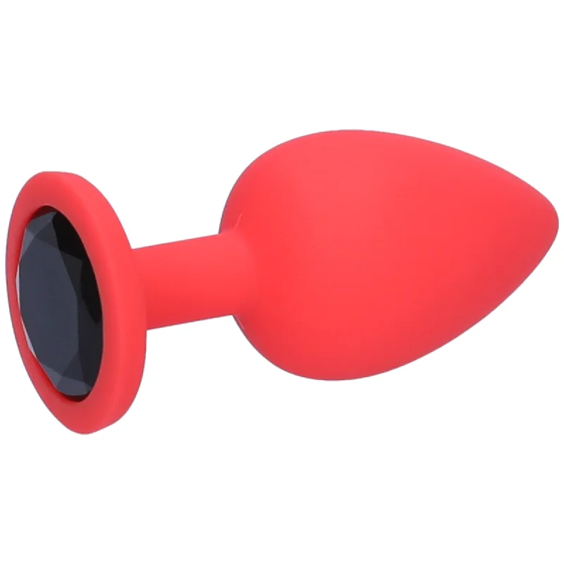 anal toys with long design-Red Silicone Jeweled Anal Plug - Available In 3 Sizes!