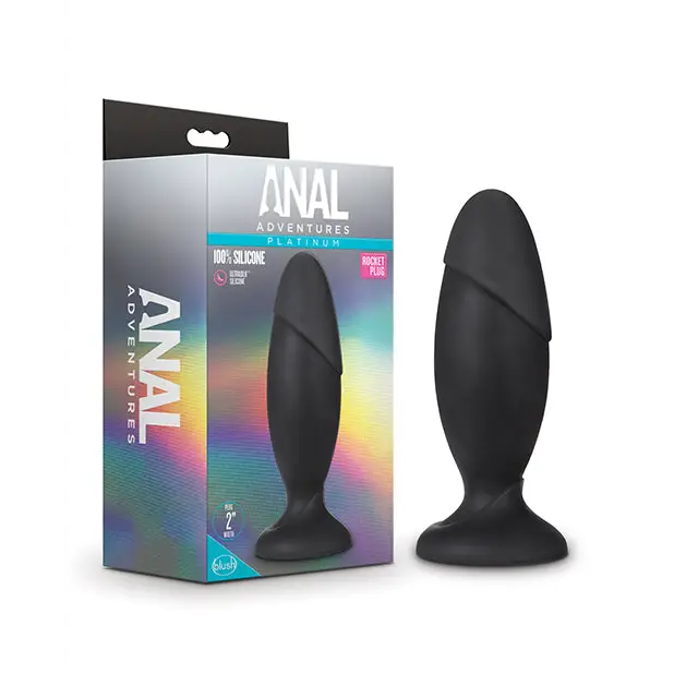 anal toys for anal pleasure-Blush Anal Adventures Platinum Silicone Rocket Plug Black