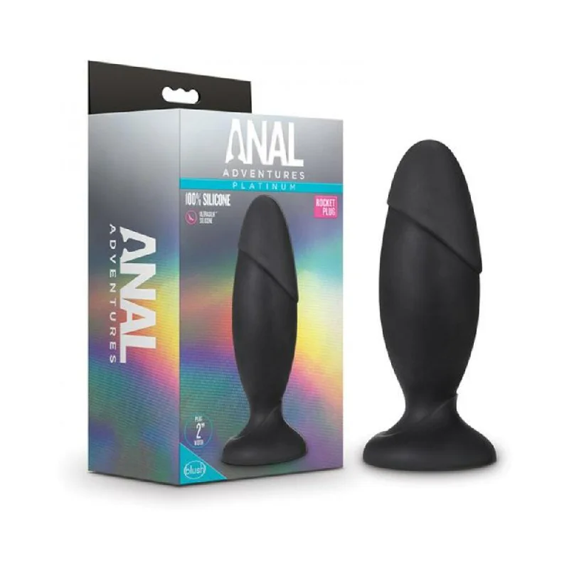 anal toys for sensory vibes-Blush Anal Adventures Platinum Silicone Rocket Plug - Black