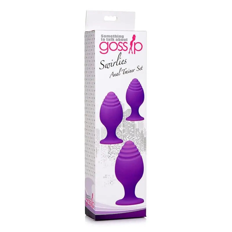 anal toys with soft finish-Curve Toys Gossip Swirlies 3-Piece Silicone Anal Training Set Magenta