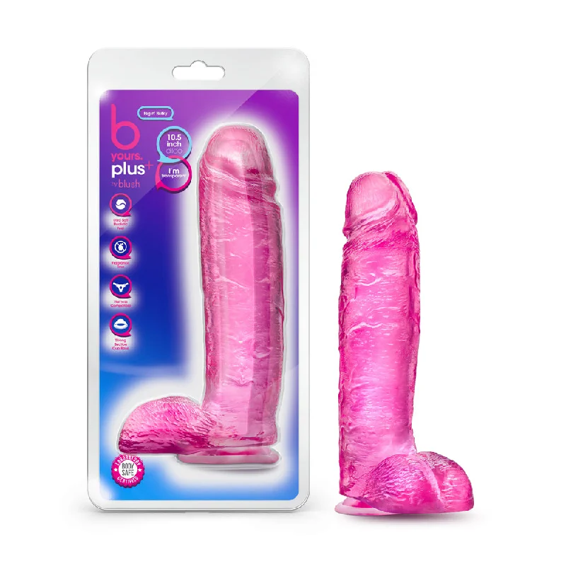 dildo limited tips-B Yours Plus Big n' Bulky 10.5 in. Dildo with Balls Pink