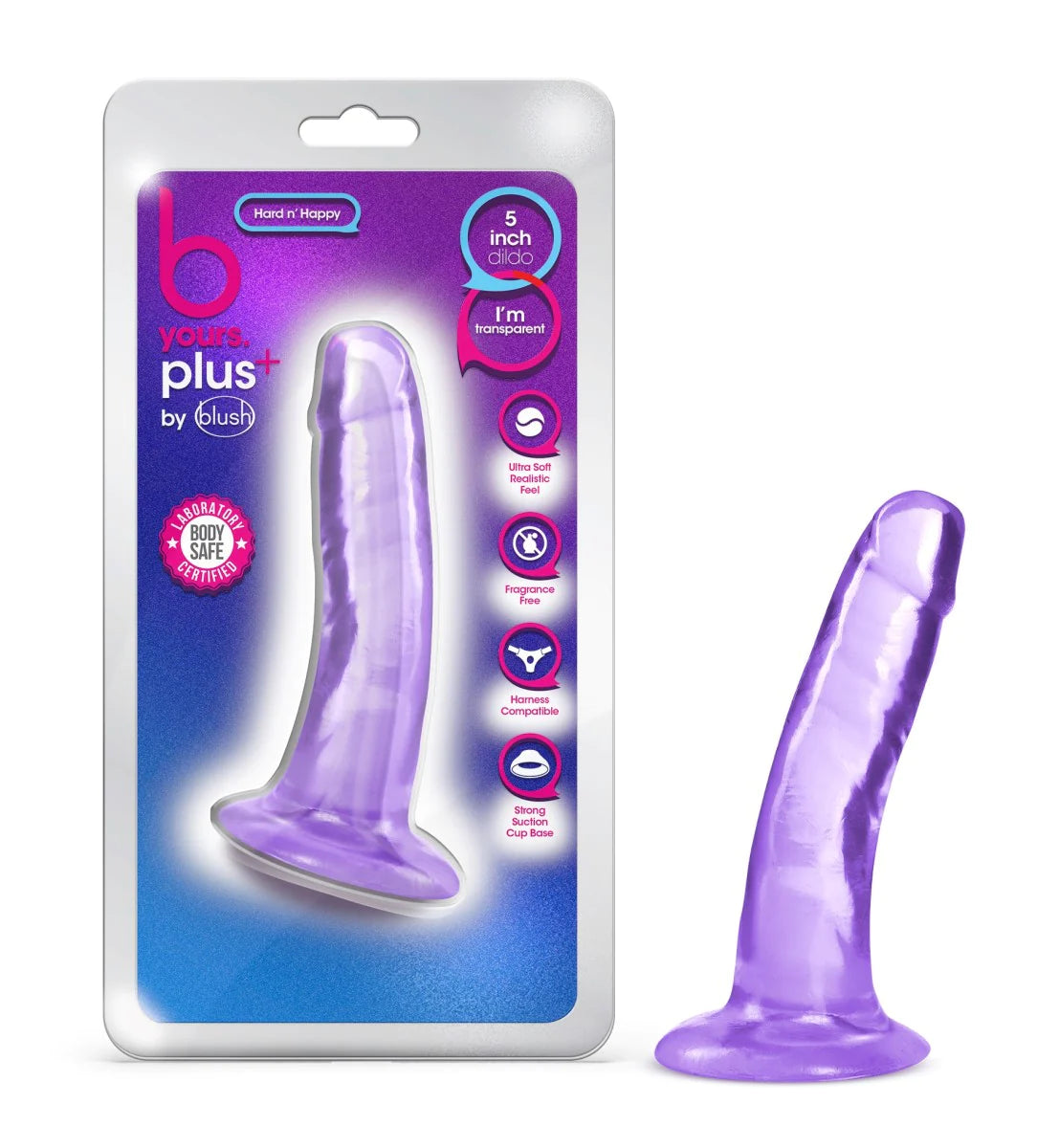 dildo unboxing deals-B Yours Plus Hard N’ Happy Realistic G-Spot Purple 5.5-Inch Long Dildo