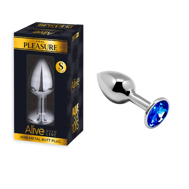 anal toys with soft design-MINI METAL BUTT PLUG ANAL PLEASURE BLUE Small