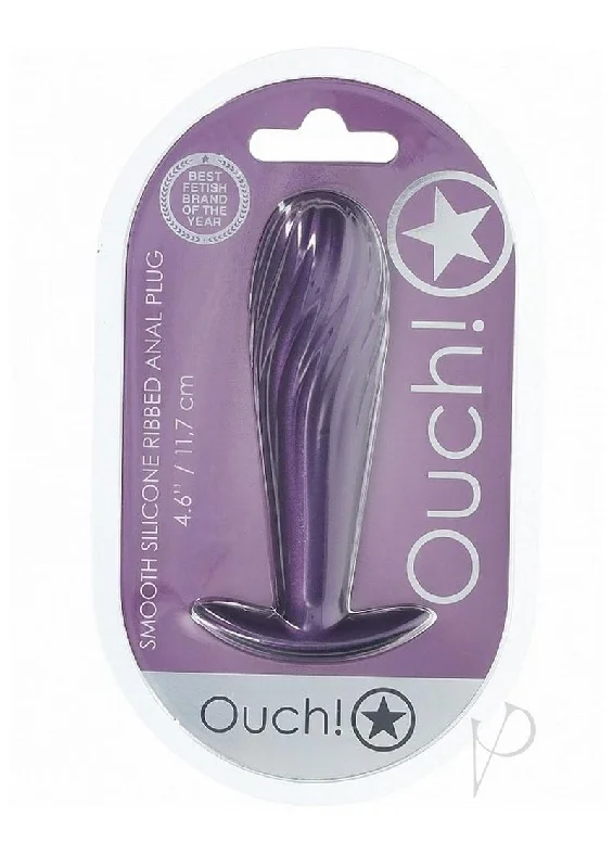 anal toys with soft shape-Ouch Ribbed Anal Plug Metallic Purple