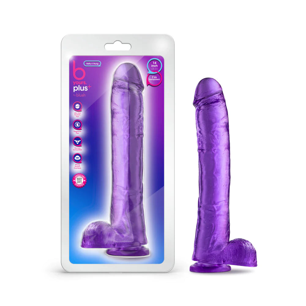 dildo charging promotions-B Yours Plus Hefty N’ Hung Purple 14-Inch Long Dildo