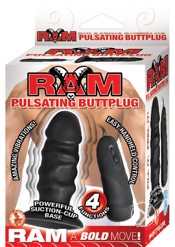 anal toys for couple massage-Ram Pulsating Buttplug Black