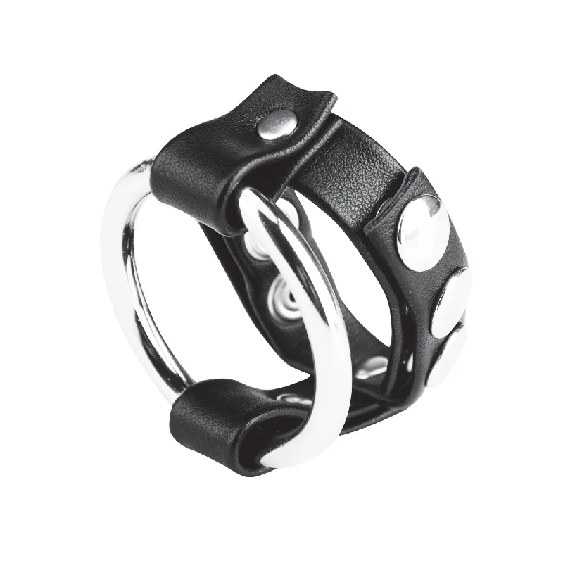 cock ring safety solutions-Metal Cock Ring with Adjustable Snap Ball Strap