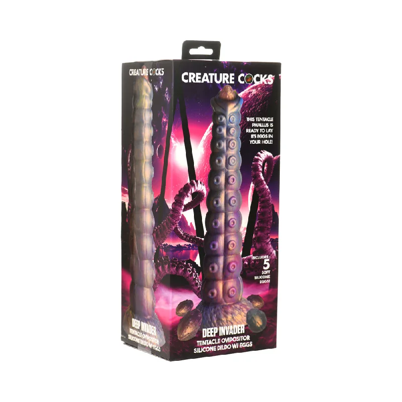 dildo realism tips-Creature Cocks Deep Invader Tentacle Ovipositor Silicone Dildo with Eggs