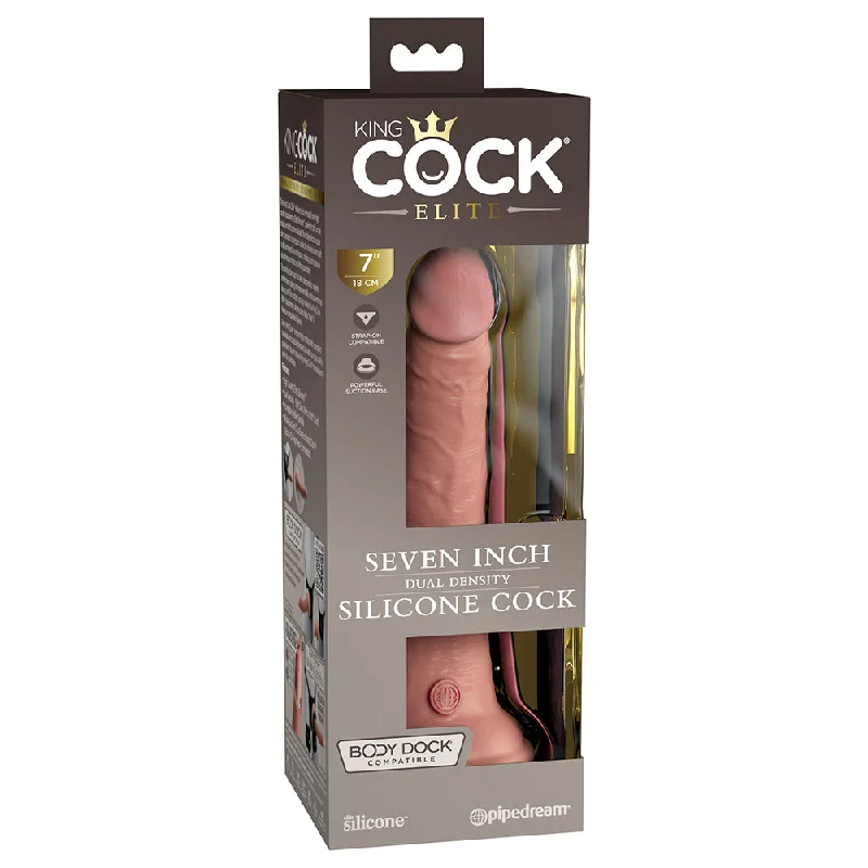 dildo performance offers-King Cock Elite 7 in. Dual Density Silicone Cock Realistic Dildo With Suction Cup Beige