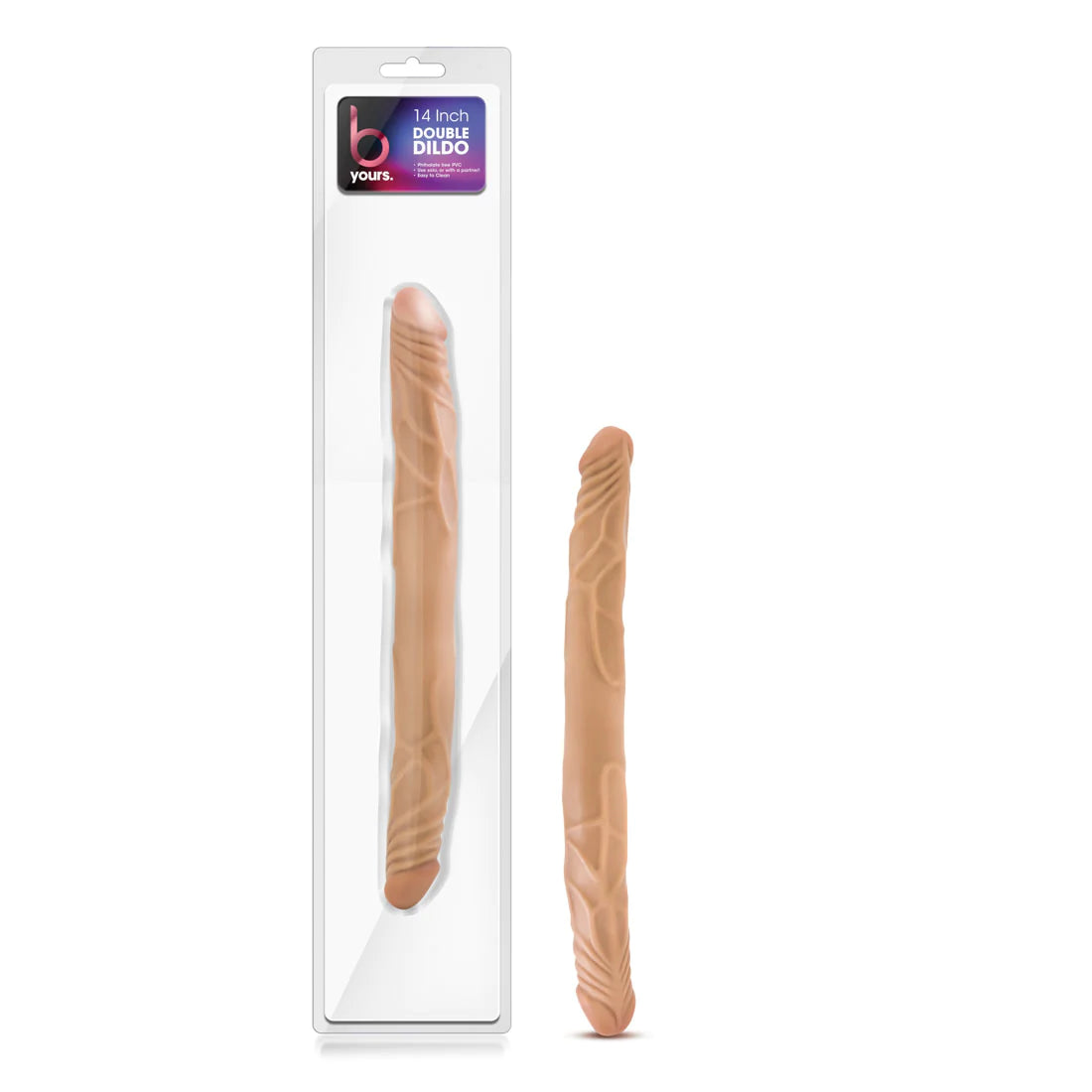 dildo ergonomic offers-B Yours Double Dildo 14in - Caramel