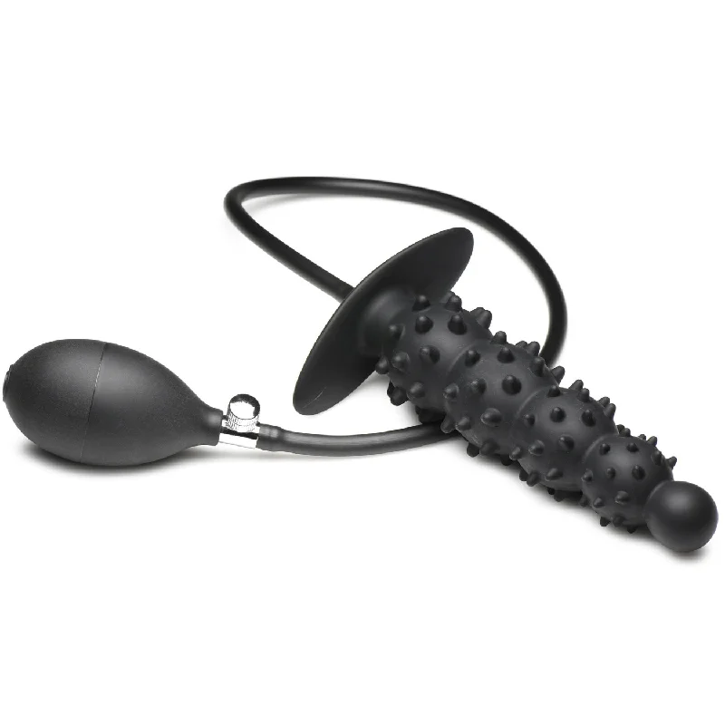 anal toys with smooth design-Ass Puffer Nubbed Inflatable Silicone Anal Plug - Black