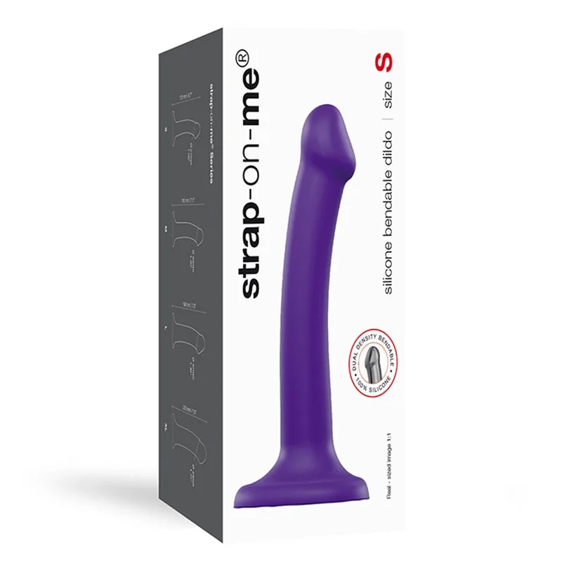 dildo design trends-Strap-On-Me Bendable Dual-Density Silicone Suction Cup Dildo Purple S