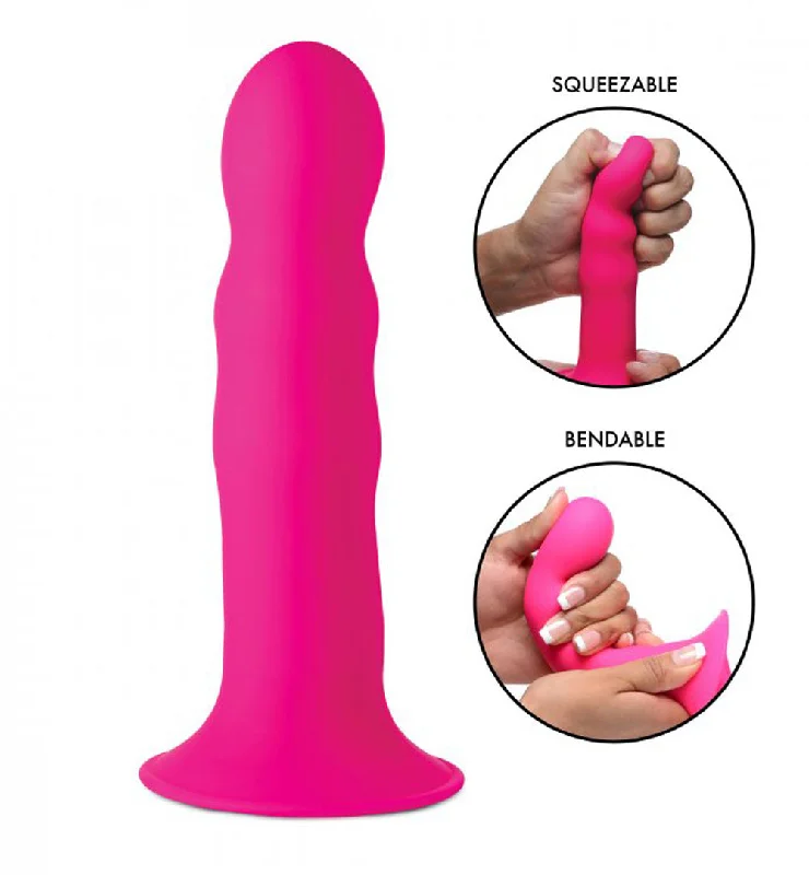 dildo texture comparison-Squeeze It Squeezable Wavy Dildo - Pink