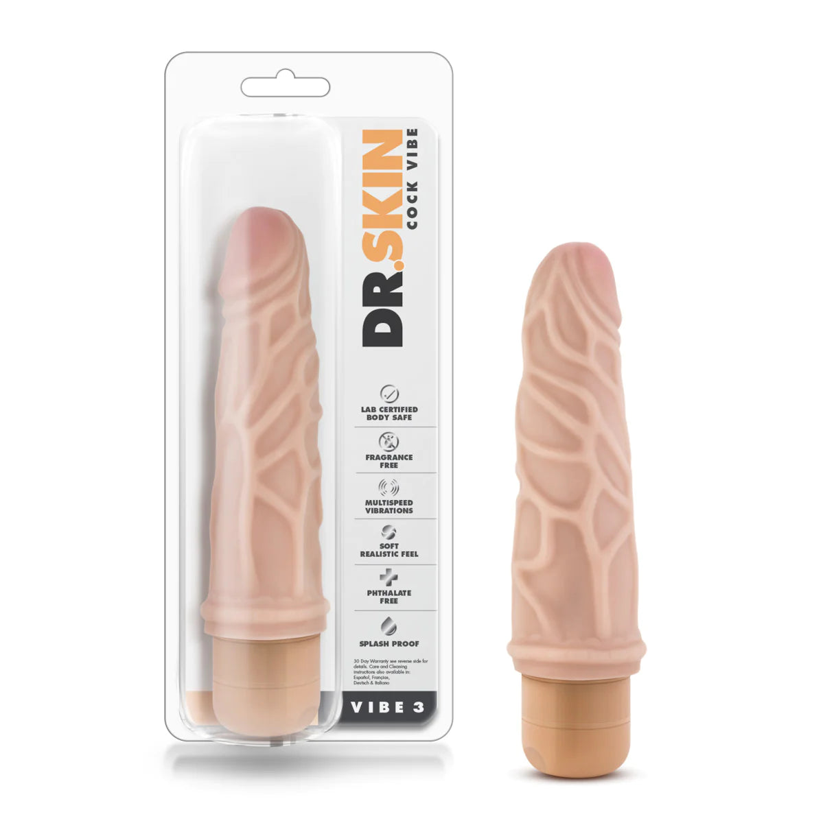 dildo aesthetic offers-Dr. Skin Cock Vibe 3 Realistic Beige 7.25-Inch Long Vibrating Dildo