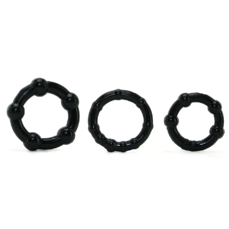 cock ring size selection-Ram Beaded Cock Rings in Black