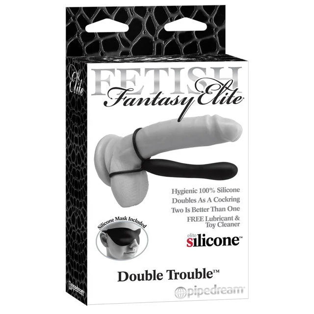 dildo girth advice-Fetish Fantasy Elite Double Trouble 6 in. Silicone Dual-Entry Strap-On Dildo Black