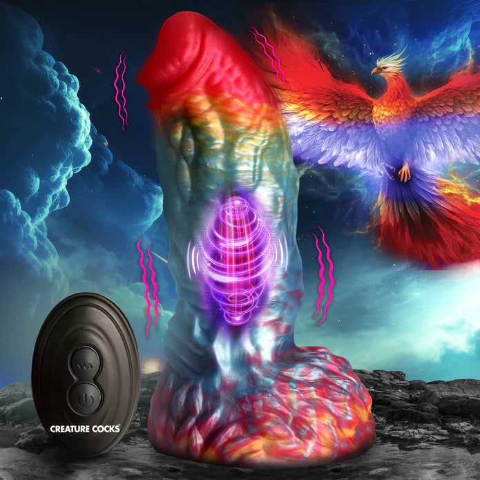 dildo size offers-Creature Cocks Rainbow Phoenix Vibrating Silicone Dildo