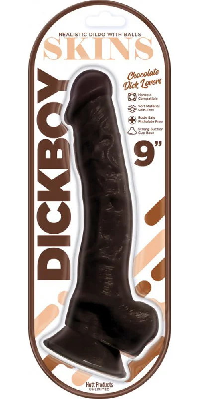 dildo comfort guide-Dickboy - Skins - Dildo With Balls - 9 Inch -  Chocolate Dick Lovers