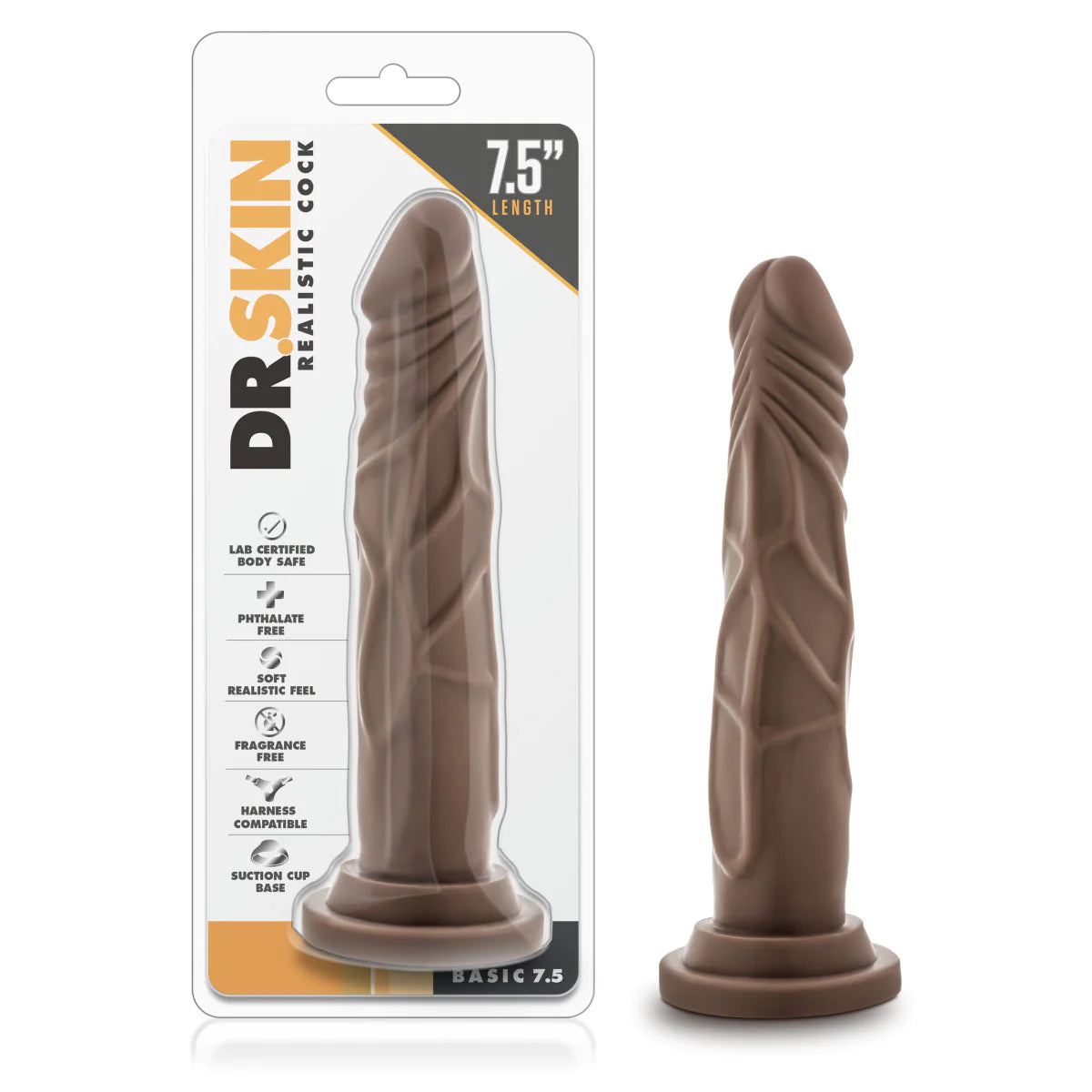 dildo artisan discounts-Dr. Skin Realistic Cock Realistic Chocolate 7.5-Inch Long Dildo