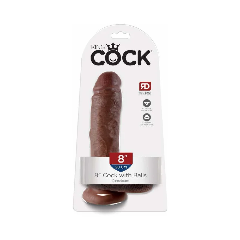 dildo color advice-King Cock 8 in. Cock With Balls Realistic Suction Cup Dildo Brown