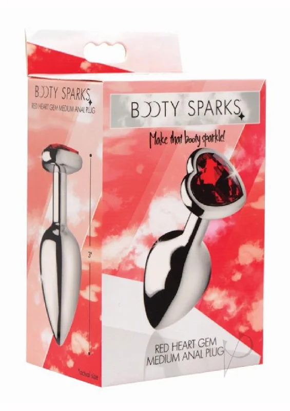 anal toys with quiet grip-Booty Sparks Red Heart Anal Plug Md