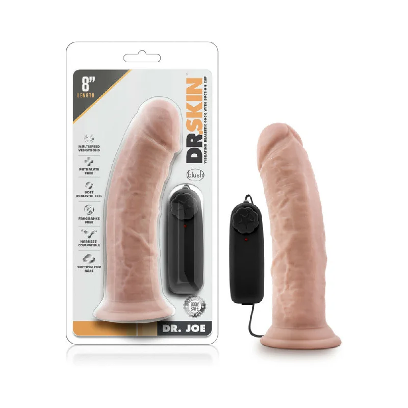 dildo suction tutorial-Dr. Skin Dr. Joe Realistic 8 in. Vibrating Dildo Beige