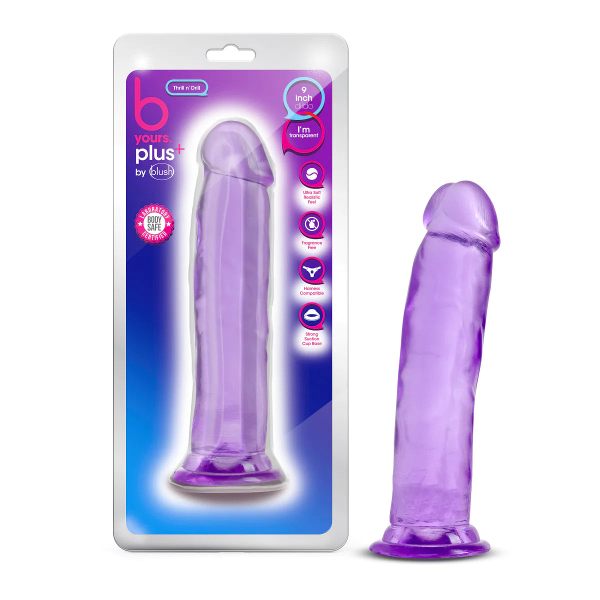 dildo testimonial discounts-B Yours Plus Thrill N’ Drill Realistic Purple 9.5-Inch Long Dildo