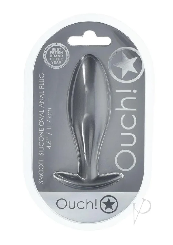 anal toys with smooth finish-Ouch Oval Anal Plug Gun Metal