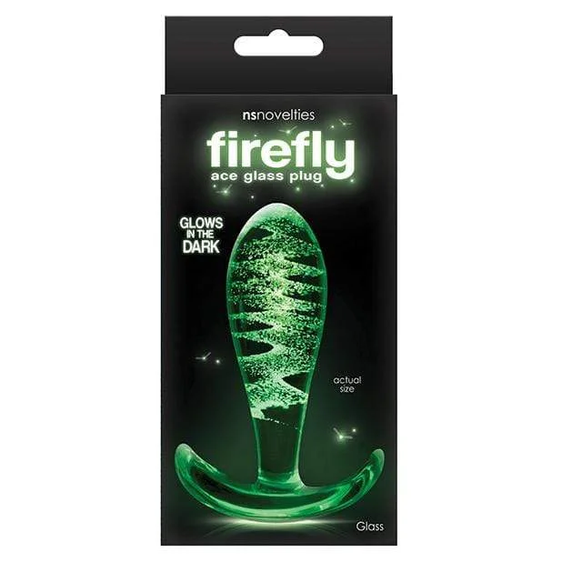 anal toys for gentle massage-NS Novelties - FireFly Glow In The Dark Glass Anal Plug Ace (Clear)