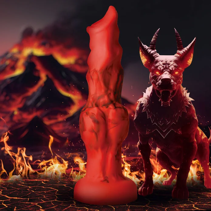 dildo portability discounts-Creature Cocks Fire Hound Silicone Dildo - Large