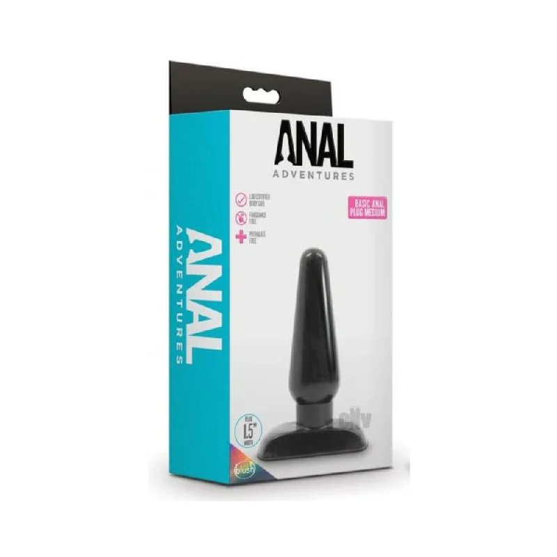 anal toys with soft tip-Blush Anal Adventures Basic Anal Plug - Medium Black