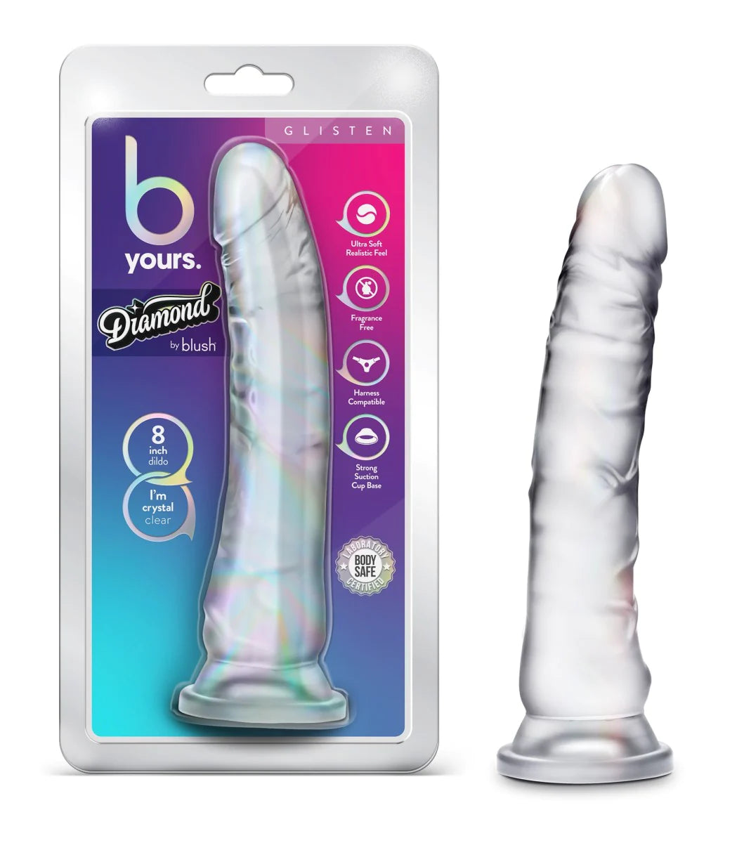 dildo brand discounts-B Yours Diamond Glisten Realistic Clear 8.75-Inch Long Dildo