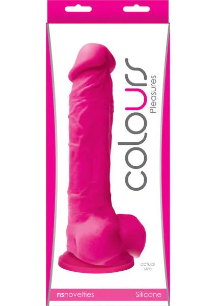 dildo vibration bundles-Colours ''Pleasures'' 8 inch Silicone Dildo -Pink