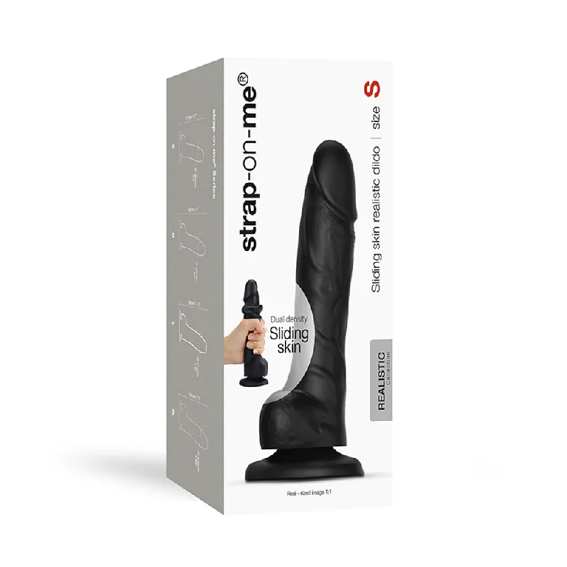 dildo gift ideas-Strap-On-Me Realistic Collection Sliding Skin Dual-Density Silicone Dildo Black S