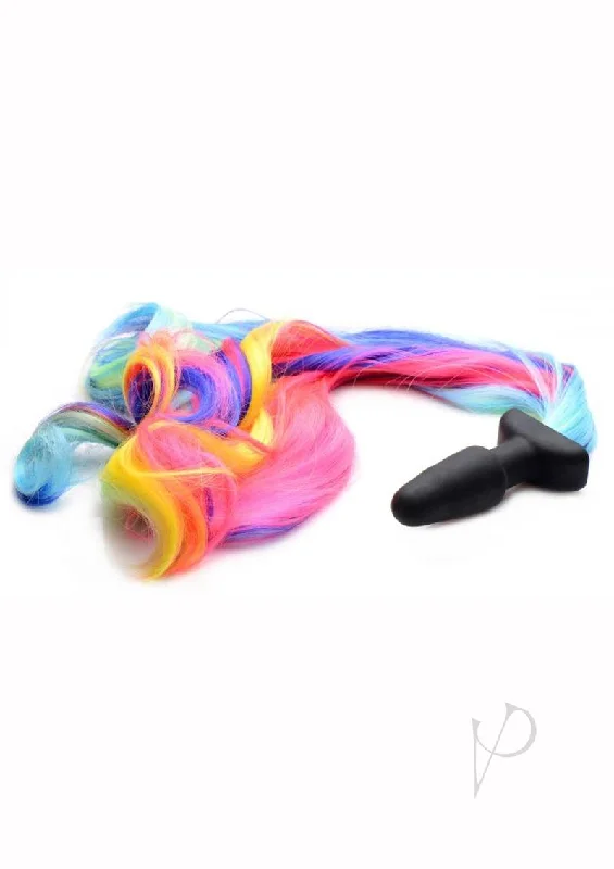 anal toys with smooth finish-Tailz Pony Tail Anal Plug Rainbow