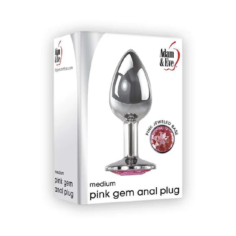 anal toys with flexible texture-Adam & Eve - Pink Gem Aluminium Anal Plug Medium (Silver)