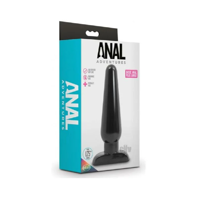 anal toys for couple relaxation-Blush Anal Adventures Basic Anal Plug - Large Black