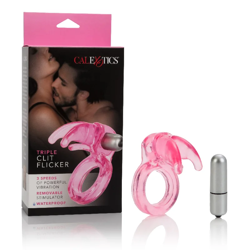 metal cock ring pros-Triple Action Vibrating Rings with Soft Jelly Prongs