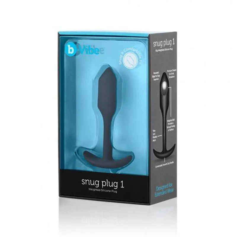 anal toys for intimate pleasure-b-Vibe Snug Plug 1 Weighted Silicone Anal Plug Black